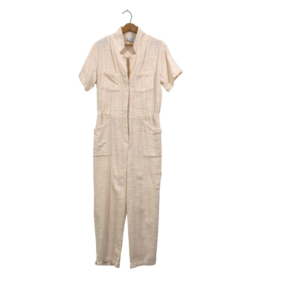 Rue Stiic BEX WORKSUIT Jumpsuit Cream/Bisquit Cotton Linen L